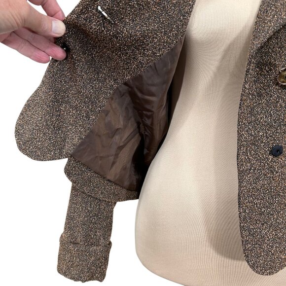 Newport News Vintage Brown Scalloped Rhinestone Button Blazer Size 8 - Picture 8 of 10